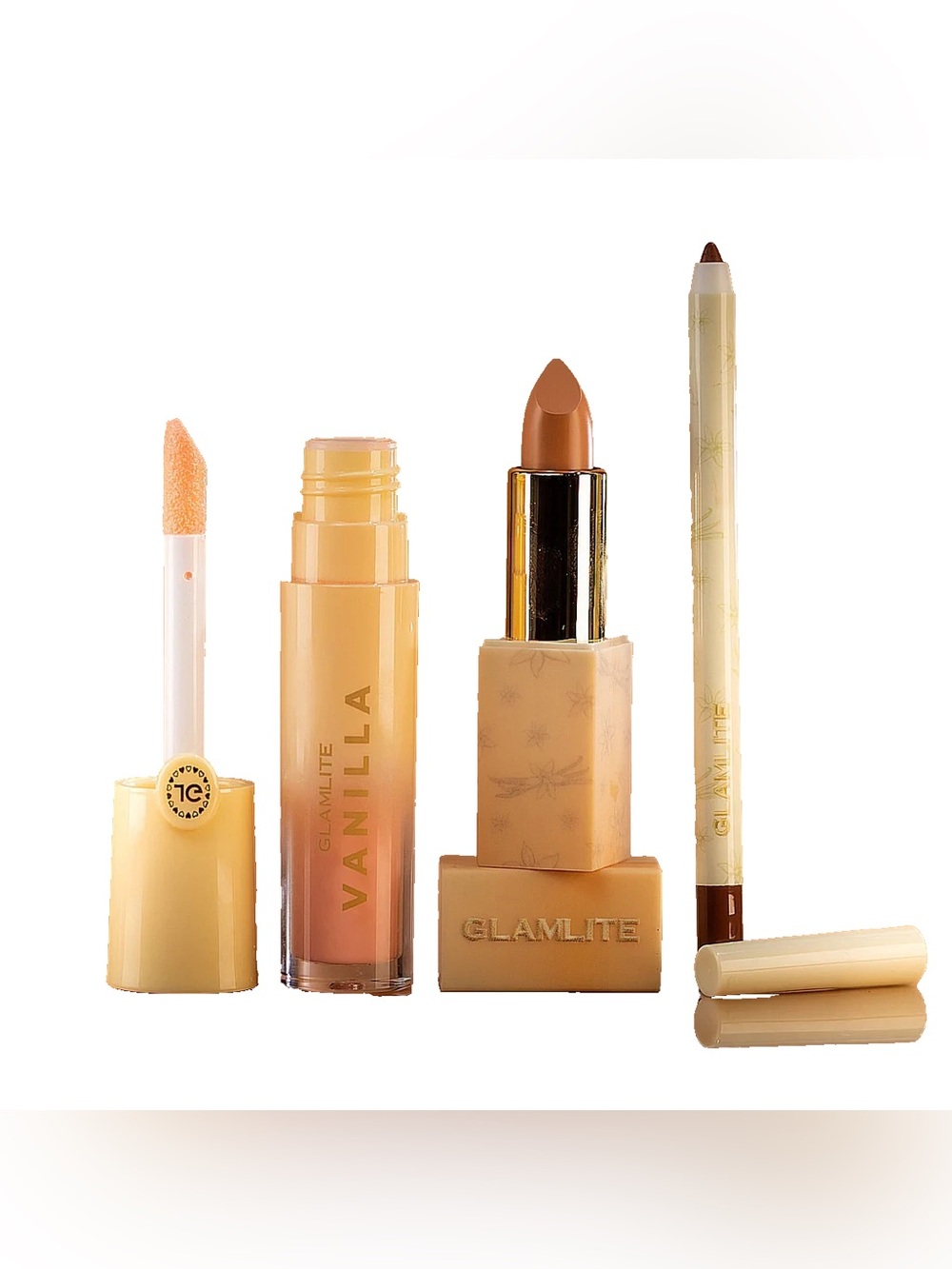 Glamlite Vanilla Latte Lip Kit, Gloss, Lipstick, and Lip Liner Set